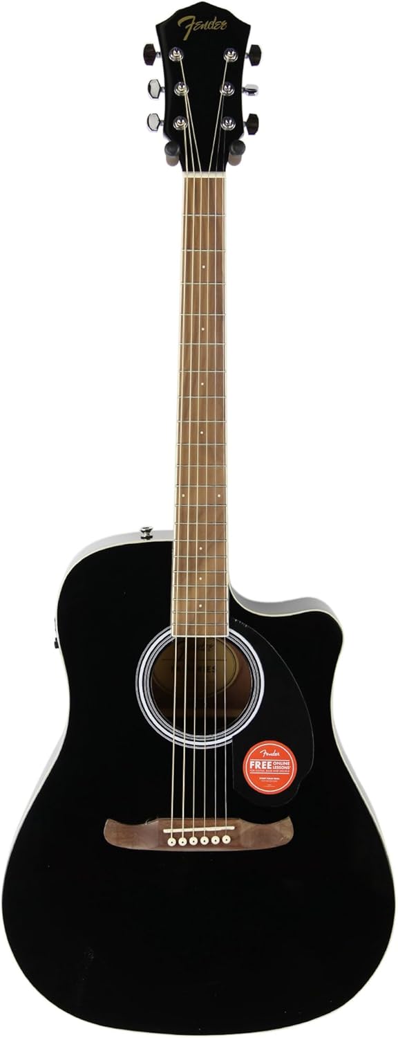 Fender FA-125CE Dreadnought, with 2-Year Warranty Walnut Fingerboard, Black