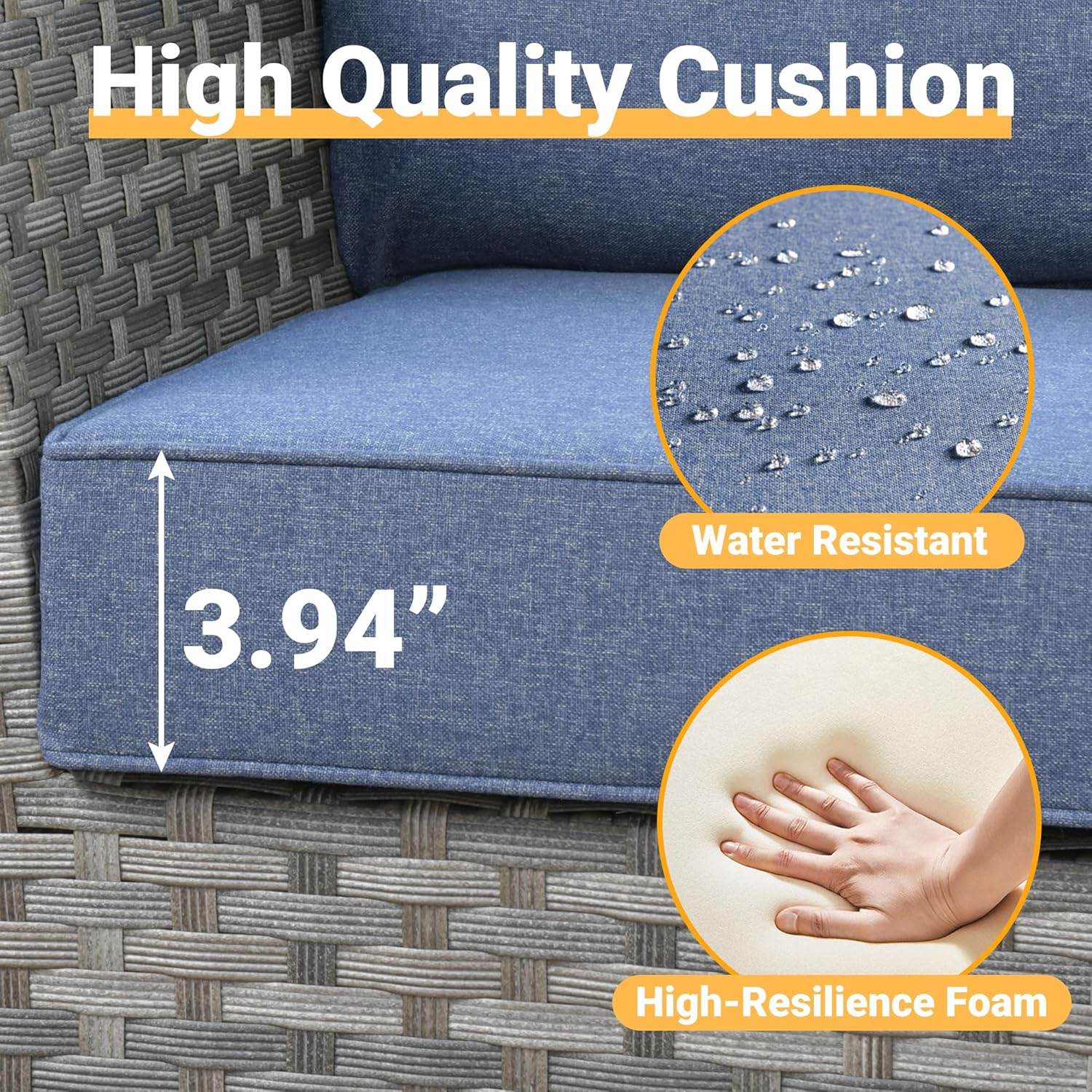 7 Pieces Patio Furniture Conversation Set with 30