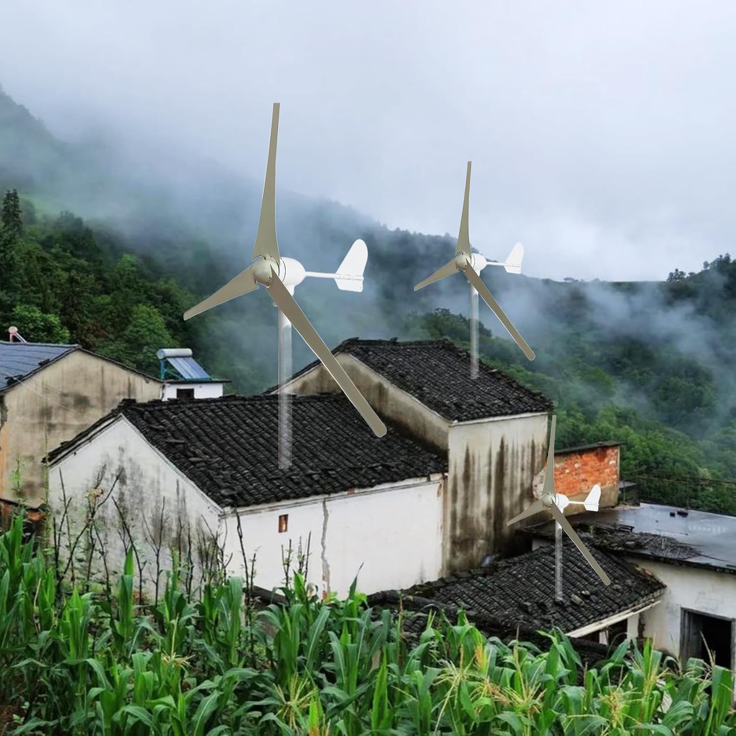 Free Alternative Wind Turbine Generator 1500W with MPPT/Charge Controller, Energy Windmill, Controller Medium Windmill Household Small(12V-220V)
