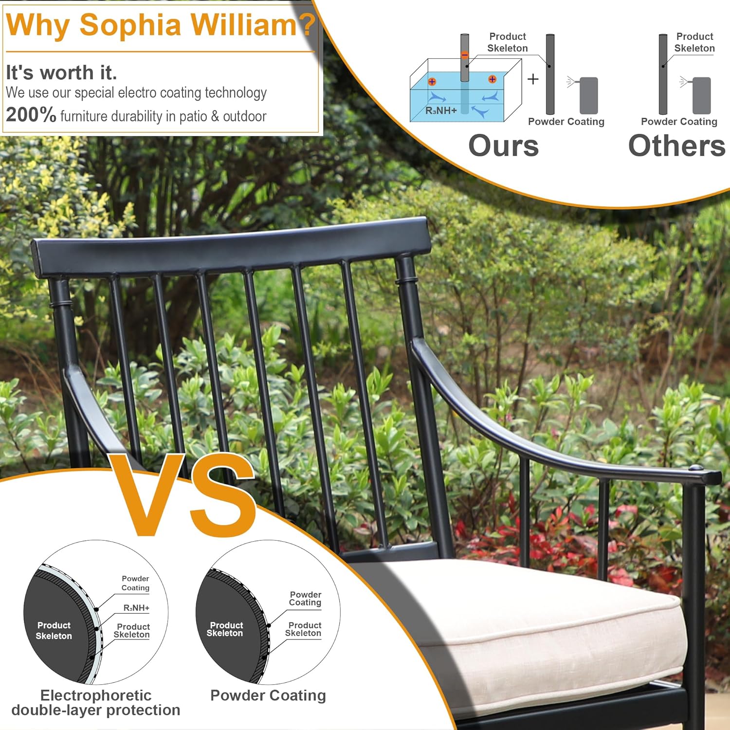 Sophia & William 5 Pieces Outdoor Dining Set with Fire Pit Table, Outdoor Patio Furniture Conversation Set with 4 Chairs & 50,000 BTU Square Propane Firepit Table for Porch Deck