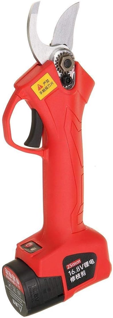 16.8V Electric Pruning Scissors 0-25Mm Pruning Shears Garden Pruner Secateur Branch Cutter Cutting Tool Witn 2 Batteries Garden Or Lawn (Red 2 Batteri