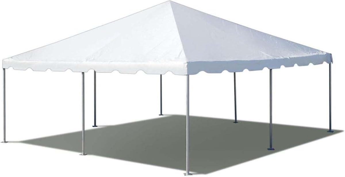 TentandTable 20' x 20' West Coast Frame Canopy Tent, White Two-Piece Top, Indoor/Outdoor, 33-80 Person, for Parties and Vendor Events, Heavy Duty, Waterproof Vinyl Tents, Commercial, Residential Use