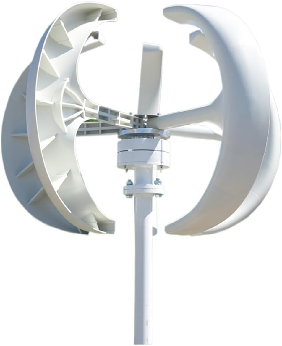 Wind Turbine Generator Kit, 8000W Wind Turbine 12v 24v 48v Vertical Axies Wind Generator Small Windmill Free Energy Homeuse for Hybrid Solar Wind System(White,24V)