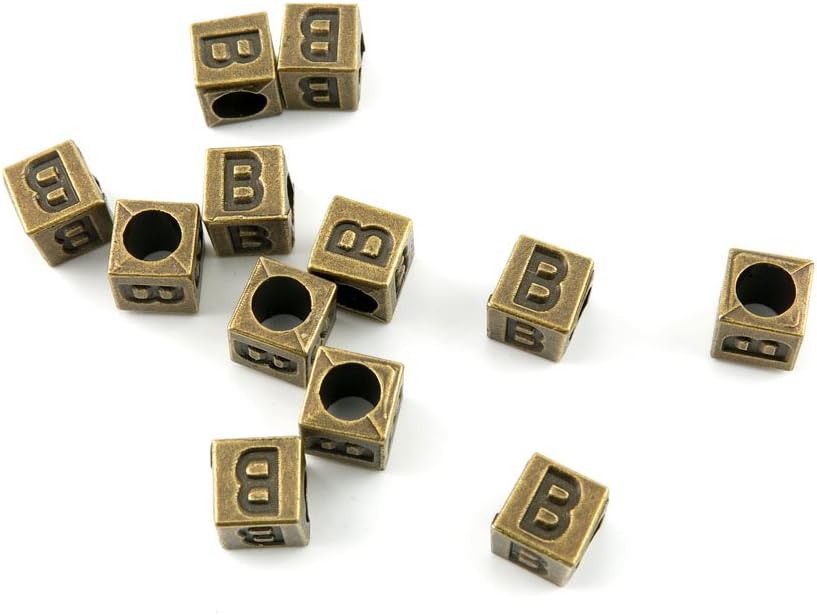 1180 Pieces Jewelry Making Charms Findings Antique Bronze Brass Fashion Jewellery Wholesale Supplies Pendant Lots Bulk Supply M7JD2 Alphabet B Cube Loose Beads
