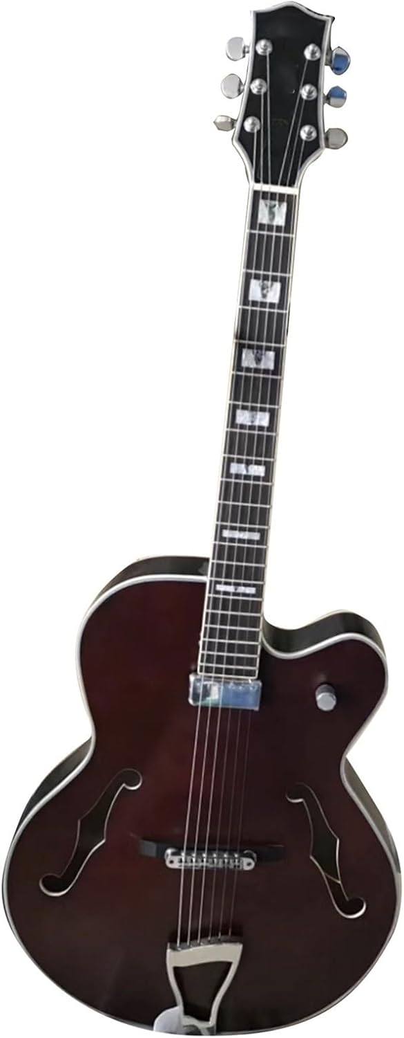 Beginner Electric Guitar Kits Brown Single Cut Rounded Corner Fully Hollow Suspended Single Pickup Jazz Guitar