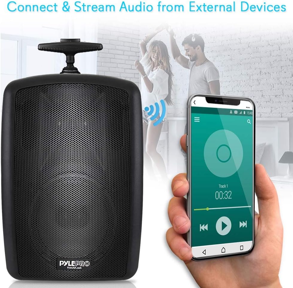 Pyle Wireless Portable PA Speaker System - 360W Bluetooth Compatible Battery Powered Rechargeable Outdoor DJ sound Speaker Microphone Set with MP3 USB SD FM Radio RCA 1/4