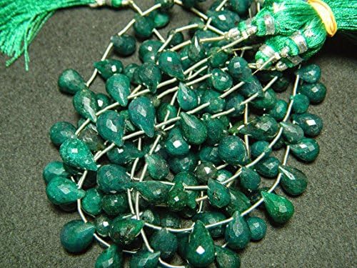 13 inch Natural Beads Strand of 6x10-10x14mm Faceted Drop Green Corundum Gemstone briolletes Beads for DIY Jewelry - Necklace, Bracelet, Earring, Ring.
