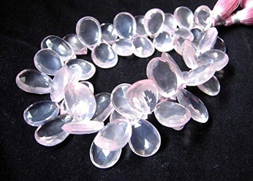 full 7.5 inches strand. finest untreated natural rose quartz faceted pear briolette large size 11x8-18x13mm