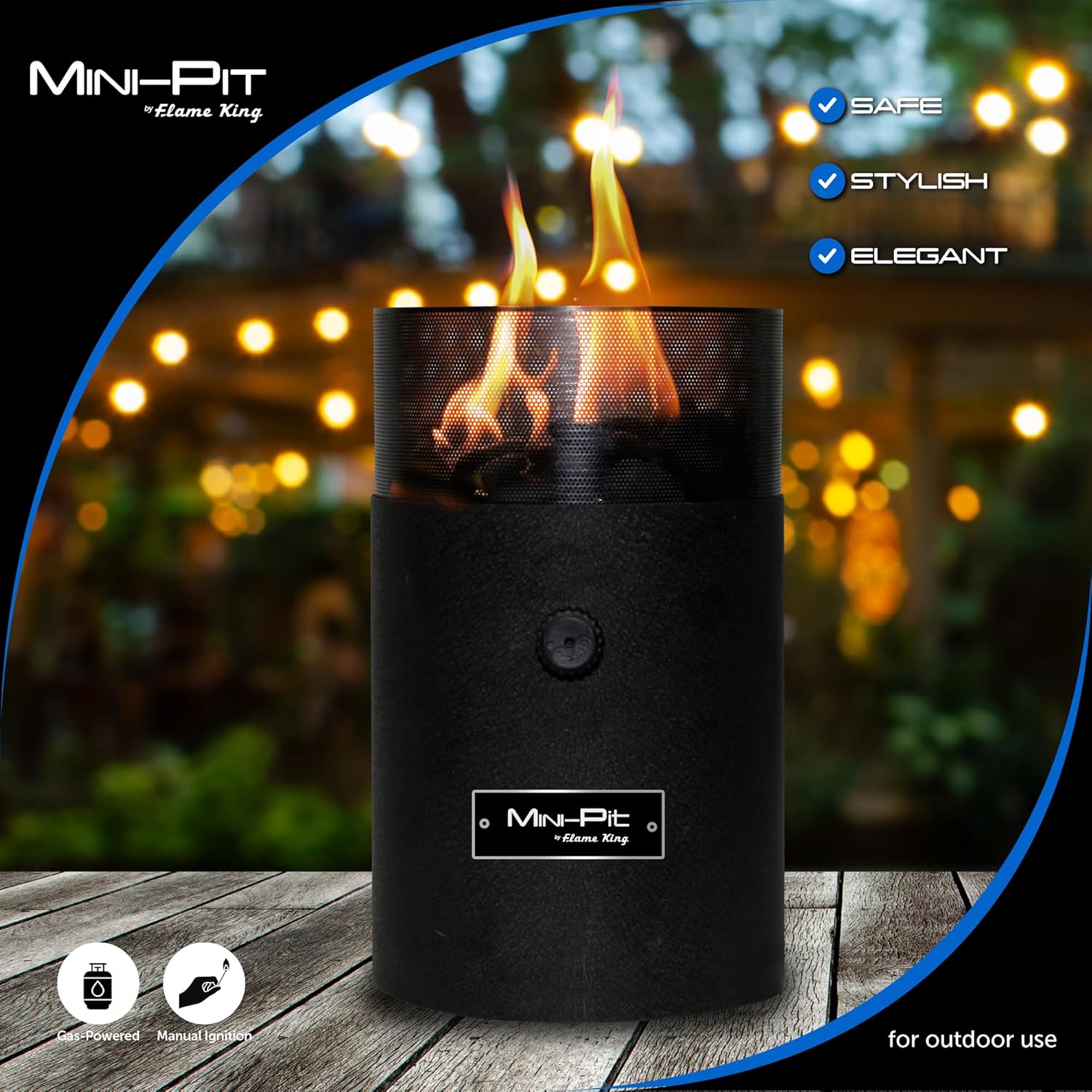 Bundle of Flame King Mini Tabletop Fire Pit, Dual Fuel Propane and Butane, Smokeless Odorless Flame + 4-Feet Propane Adapter Hose Connects 1LB Appliance to 20LB Propane Tank
