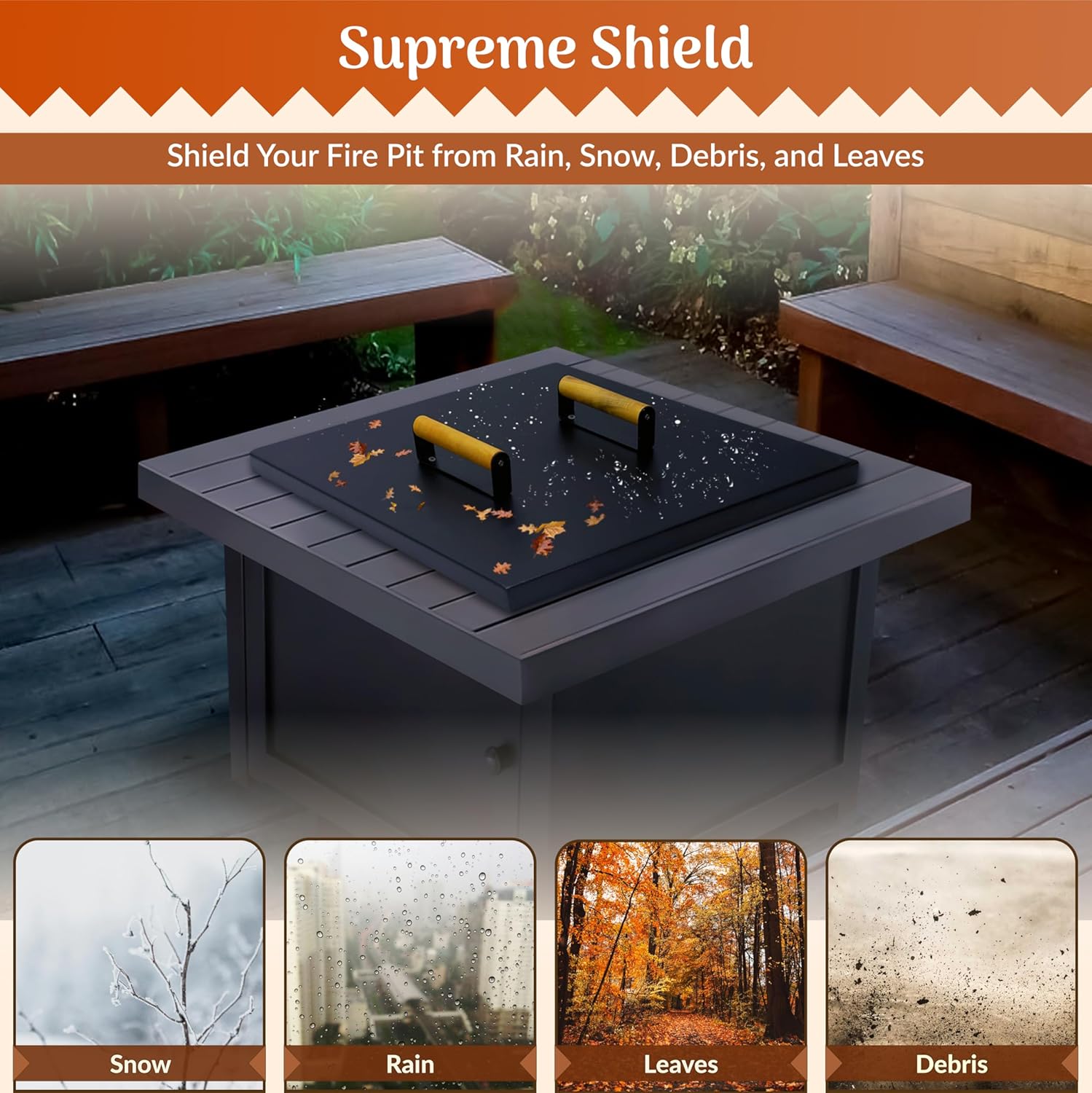 Febtech - 34 inch Square Fire Pit Lid Fit for 32