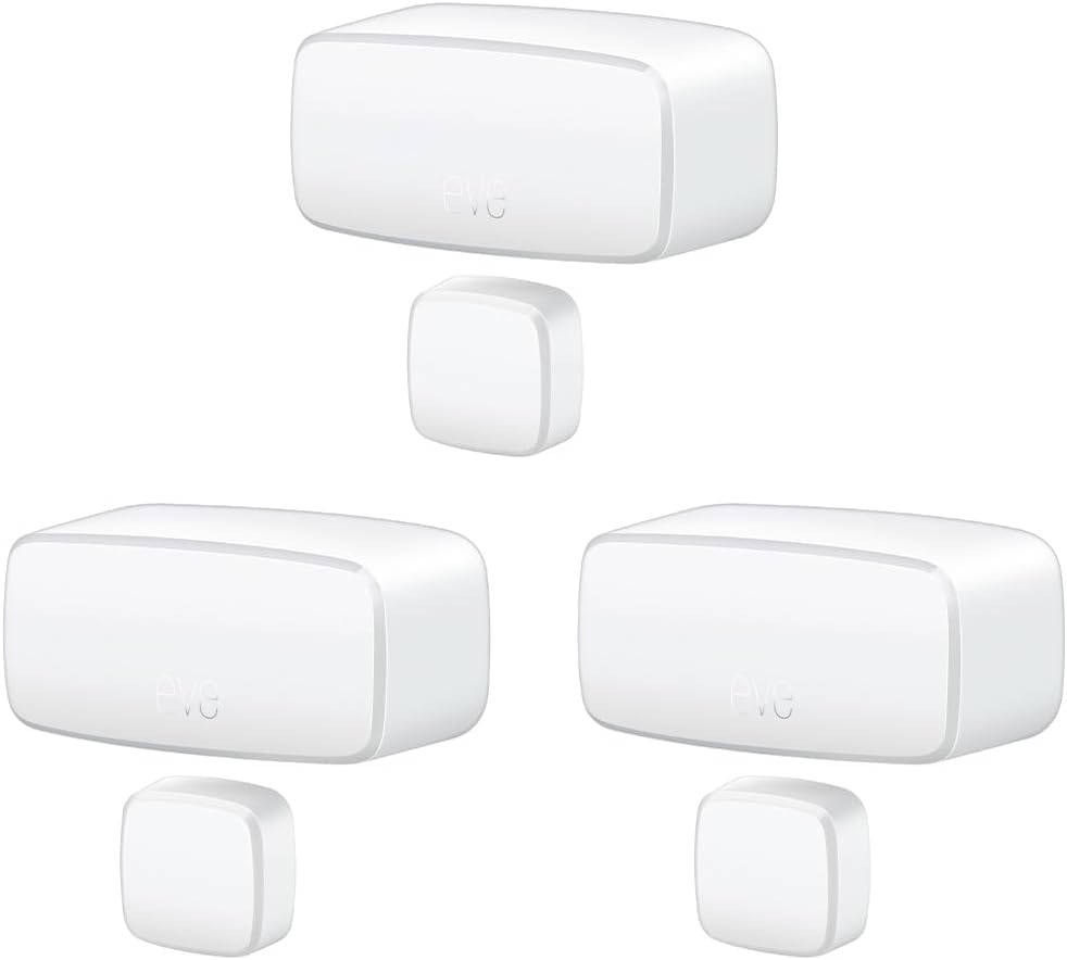 Eve Door & Window (Matter) 3 Pack – Smart Contact Sensor for Doors & Windows, Open/Closed State, Automatic Control of Accessories, Matter Over Thread, Apple Home, Alexa, Google Home, SmartThings