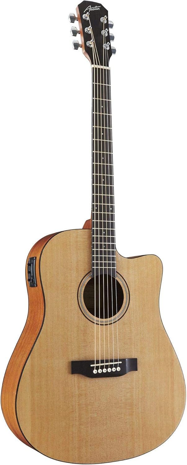 Austin Guitars 6 String Acoustic Bass Guitar, Right (AA25DSEC)