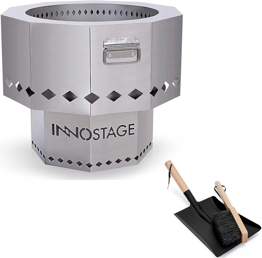 Stainless Fire Pit and Ash Shovel/Brush Set