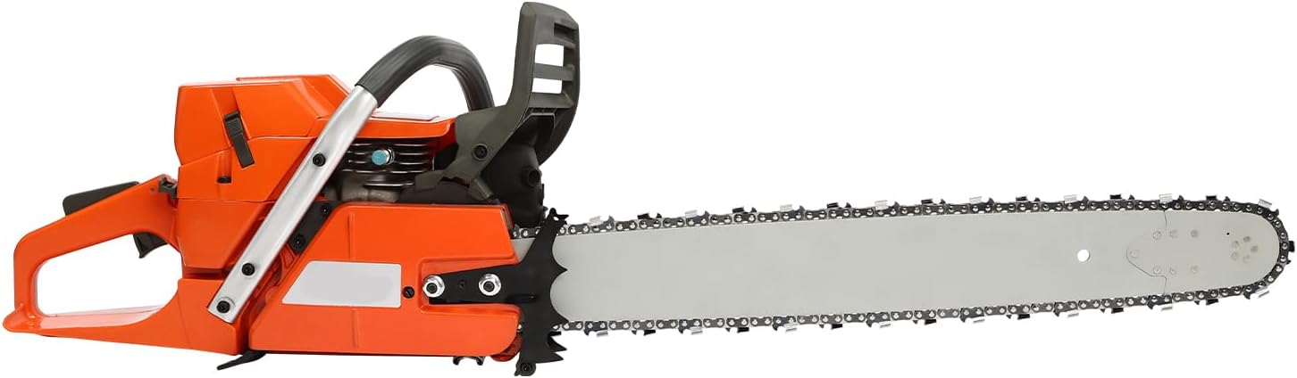 72cc Gas Chainsaw,24 Inchs Gas Powered Chainsaw,2800RPM Single Cylinder Air-cooled 2-Stroke Handheld Cordless Petrol Chain Saw with 26oz Fuel Tank,Hand Pull Start, for Cutting Wood