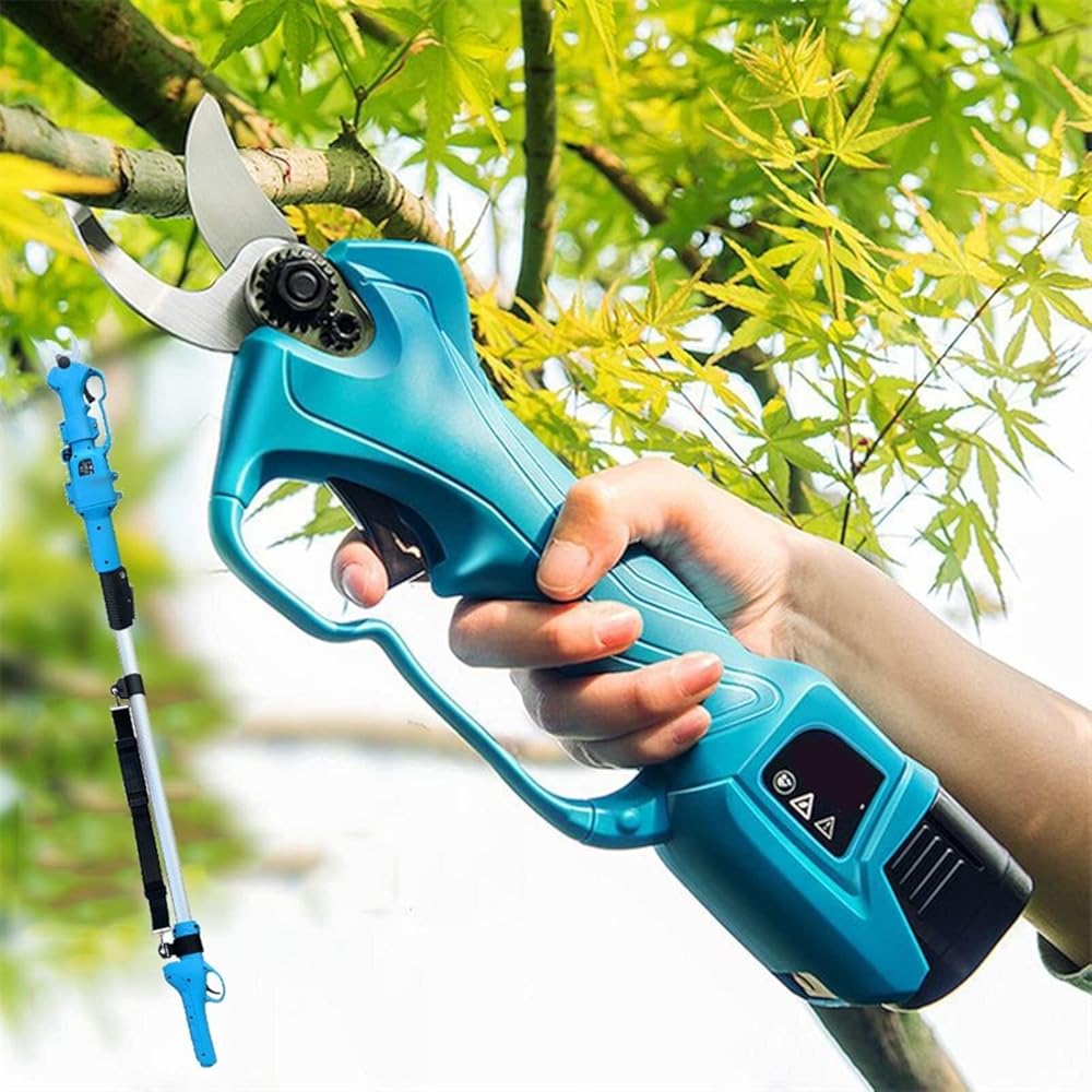 Electric Pruning Shears with Brushless Motor, 28mm Cutting Diameter, Cordless Garden Secateurs with Optional Extension Rod