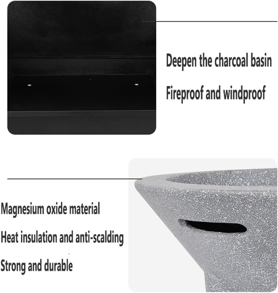 Outdoor Fire Pit Imitation Stone Fire Bowl, 39CM Garden Terrace Courtyard Outdoor Wood Burning Fire Pit, with Sparkle Screen and Outdoor Fire Pit (Color : Kit-2) (Kit 1) (Kit 1)