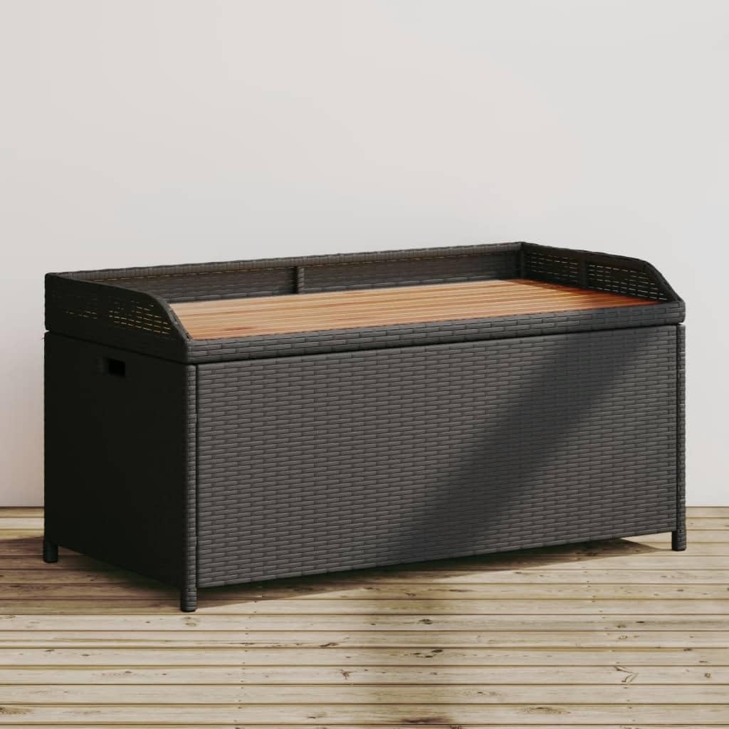 Patio Rattan Deck Box Storage Bench Black 39.4