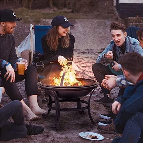 Garden Fire Pit Outdoor Fire Pit .BBQ Grill Outdoor Wood Burning Outdoor Party BBQ Fire Pit Stove Garden Patio Wood Log Barbecue Grill Net Set Cooking Tools Brazier Stove Grill Barbecue Rack