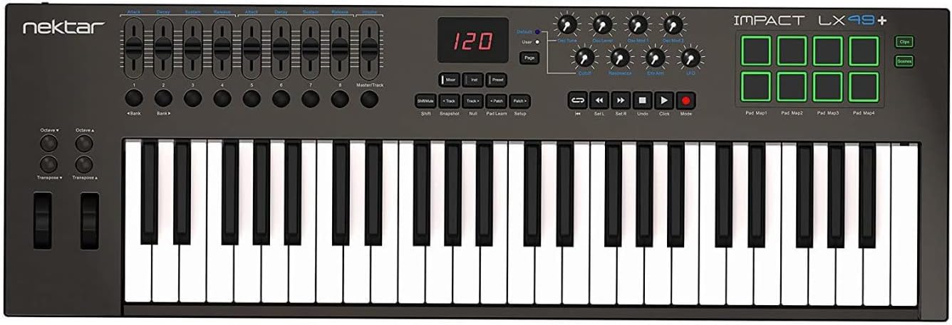 Nektar Impact LX49+ USB MIDI Controller Keyboard with Nektar DAW Integration,Dark Grey