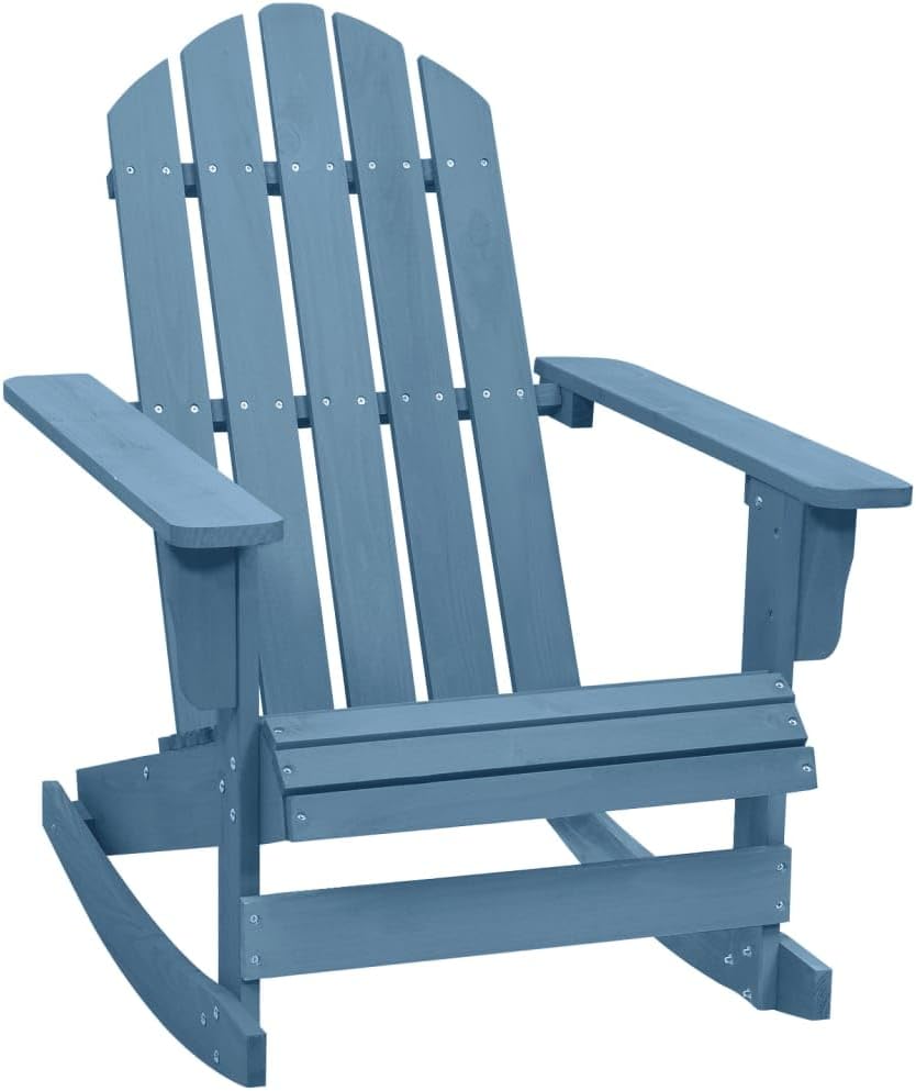 Patio Adirondack Rocking Chair Solid Fir Wood Blue,Comfortable Adirondack Rocking Chair for Outdoor Relaxation in Solid Fir Wood Outdoor Furniture, Outdoor Chairs, 1