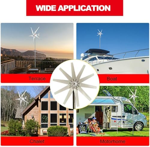 12000W Wind Turbine Generator Kit - High Efficiency 10-Blade Horizontal Windmill for 12V, 24V, 48V Off-Grid Systems - Ideal for Home, RV, Farm (Includes Controller)
