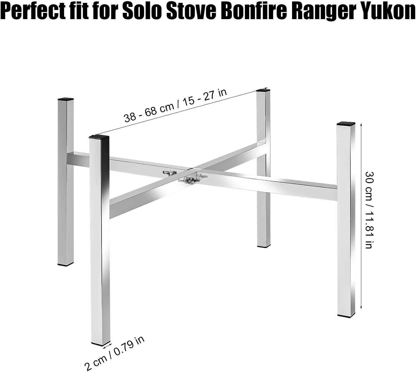 15-27 Inch Fire Pit Stand, Fire Pit Cooktop Frame Stainless Steel Camping Chiminea Rack for Outdoor Fireplace Holder Accessories Compatible with Bonfire Ranger