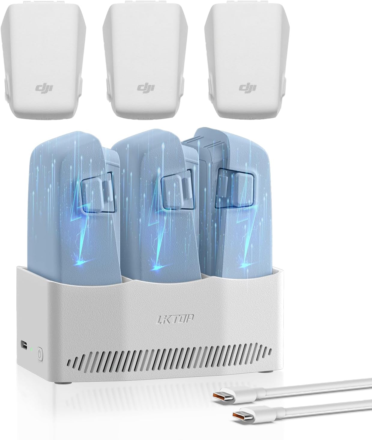 LKTOP Flip Battery Charging Hub Bundle, 3Pack Original Flip Intelligent Flight Battery+1Pcs 65W Parallel Charging Hub, Compatibility: DJI Flip Drone Accessories (3110mAh, Charging 3 Batteries: 77min)