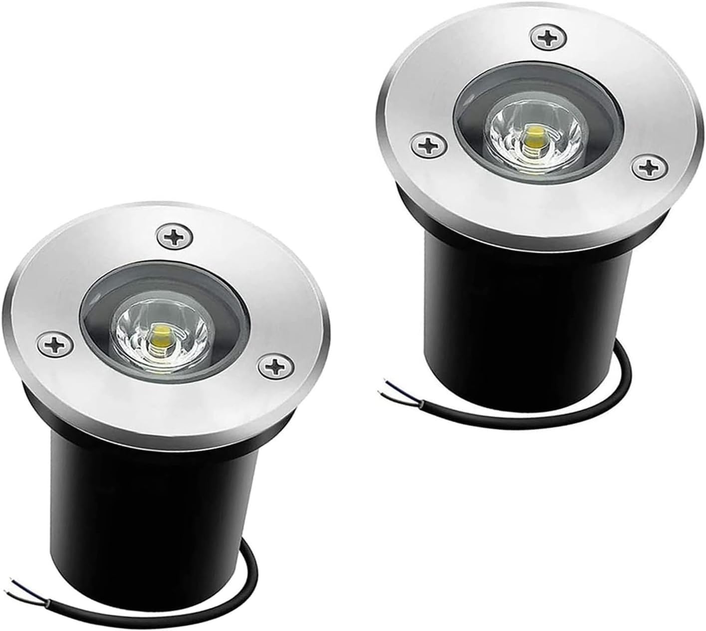 2Pcs Ground Led Landscape Lights - 1W Outdoor Buried Lights, Ip67 Waterproof Underground Buried Lamp, Outdoor Led Ground Spotlight for Driveway, Deck, Step, Lighting Deco
