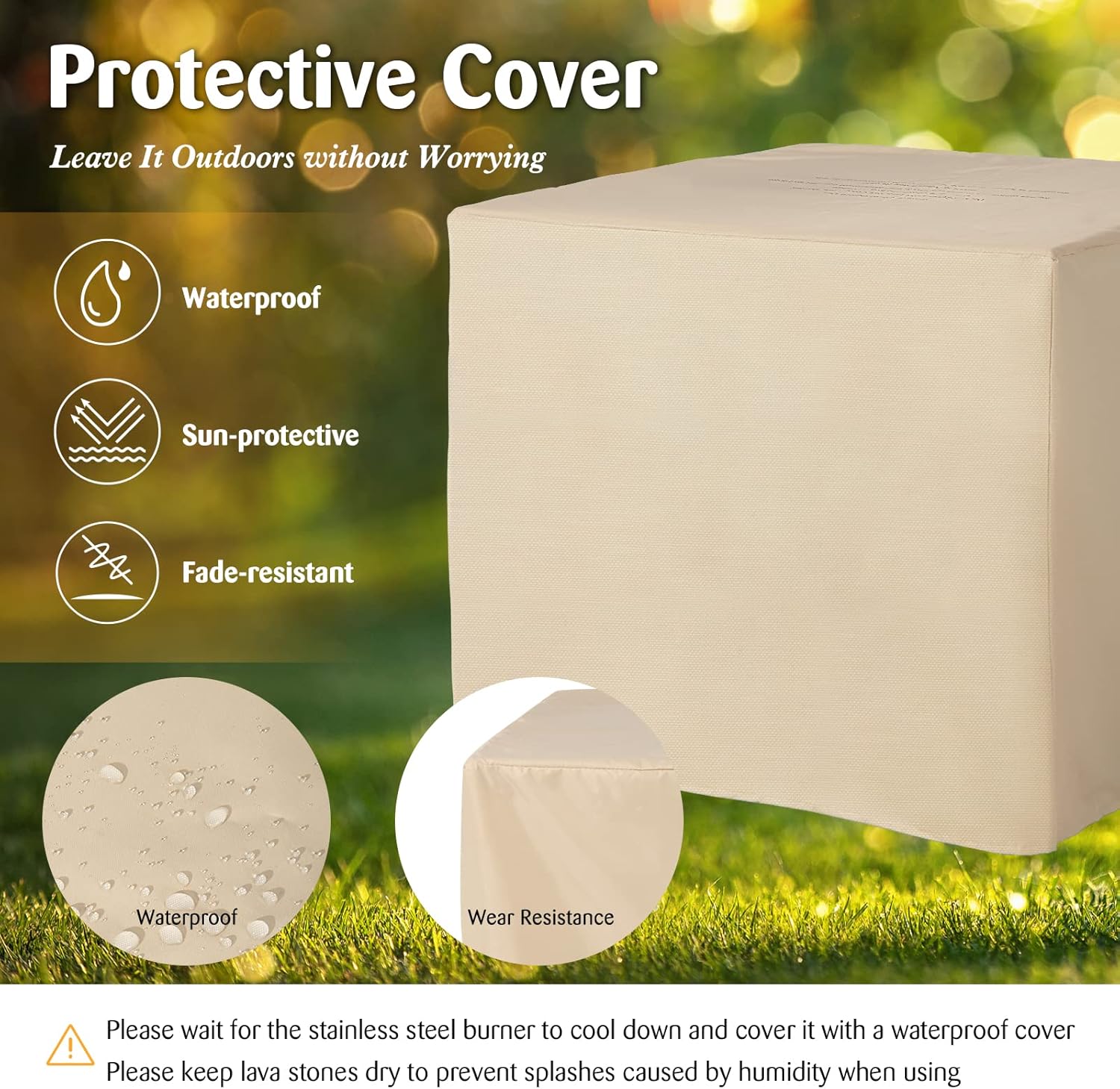 Giantex 32 Inch Propane Fire Pits, 50,000 BTU Square Gas Firepit with High-Temp Resistant Tabletop, Adjustable Flame Lava Rocks and Waterproof Cover, CSA Approved, Outdoor Fire Pit Table (Black)