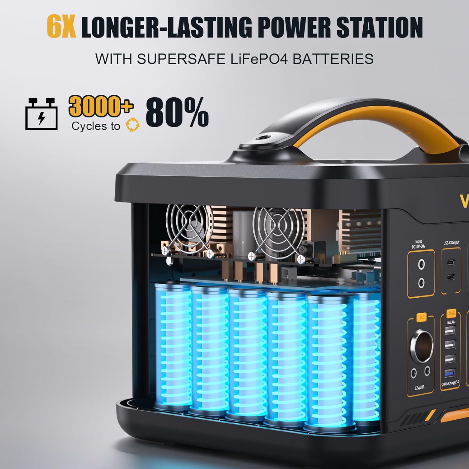 VTOMAN Jump1500X Portable Power Station, 828Wh LiFePO4 Battery Solar Generator with Jump Start, 1500W AC Outlet, 100W PD Type-C, Large Capacity Expandable to 2376Wh for Camping, RV Travel, Home Backup