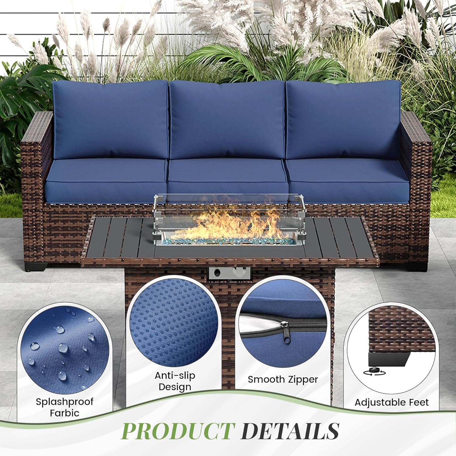 Amopatio Oversized Outdoor Sectional Sofa Set with 44