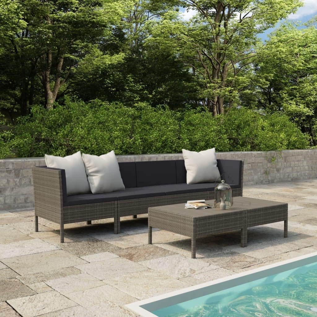 6 Piece Patio Lounge Set with Cushions Poly Rattan Gray,Relaxing Patio Lounge Set with Modern Cushions and Durable Construction Furniture Sets for Patio, Lawn & Garden