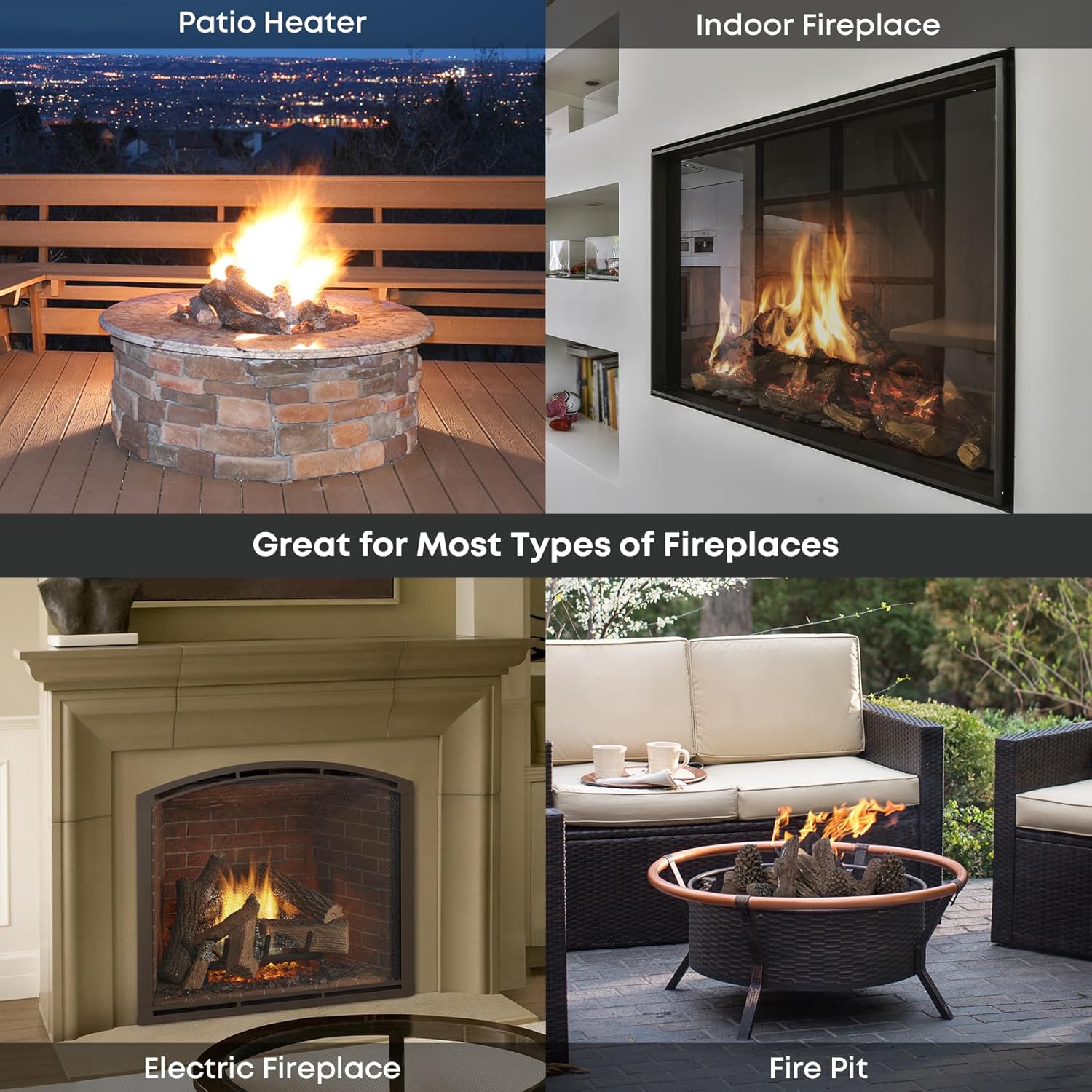 Stanbroil Large Ceramic Gas Logs, 9 Piece Set of Decoration Ceramic Wood Logs for All Types of Ventless, Gel, Ethanol, Electric, Gas Inserts, Propane, Indoor or Outdoor Fireplaces & Fire Pits