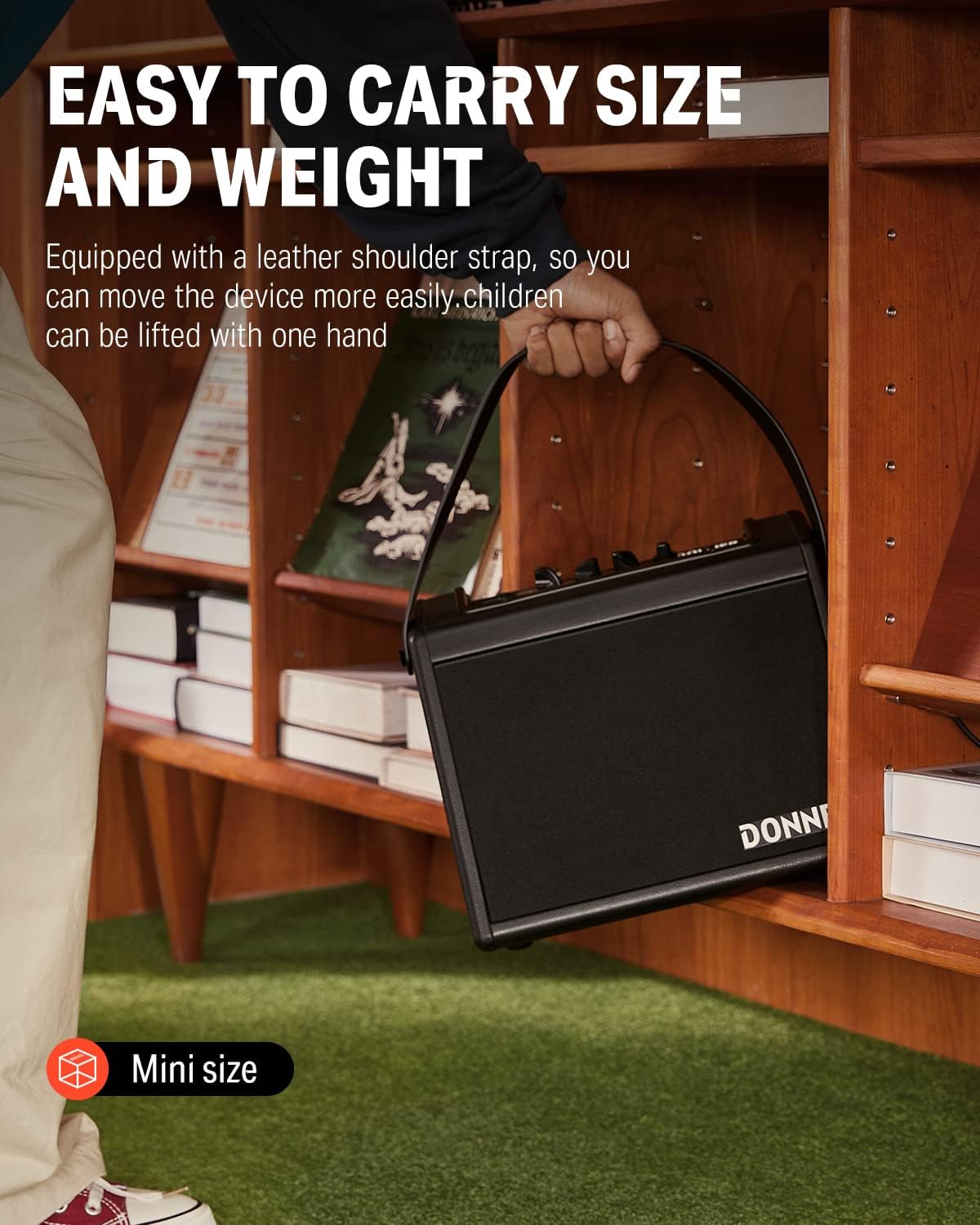 Donner Mini Electric Drum Amp 20W Wireless Electronic Amplifier DDA-20 Portable for Home Practice with Donner Saddle Drum Throne Height Adjustable Padded Seat Stool Brown