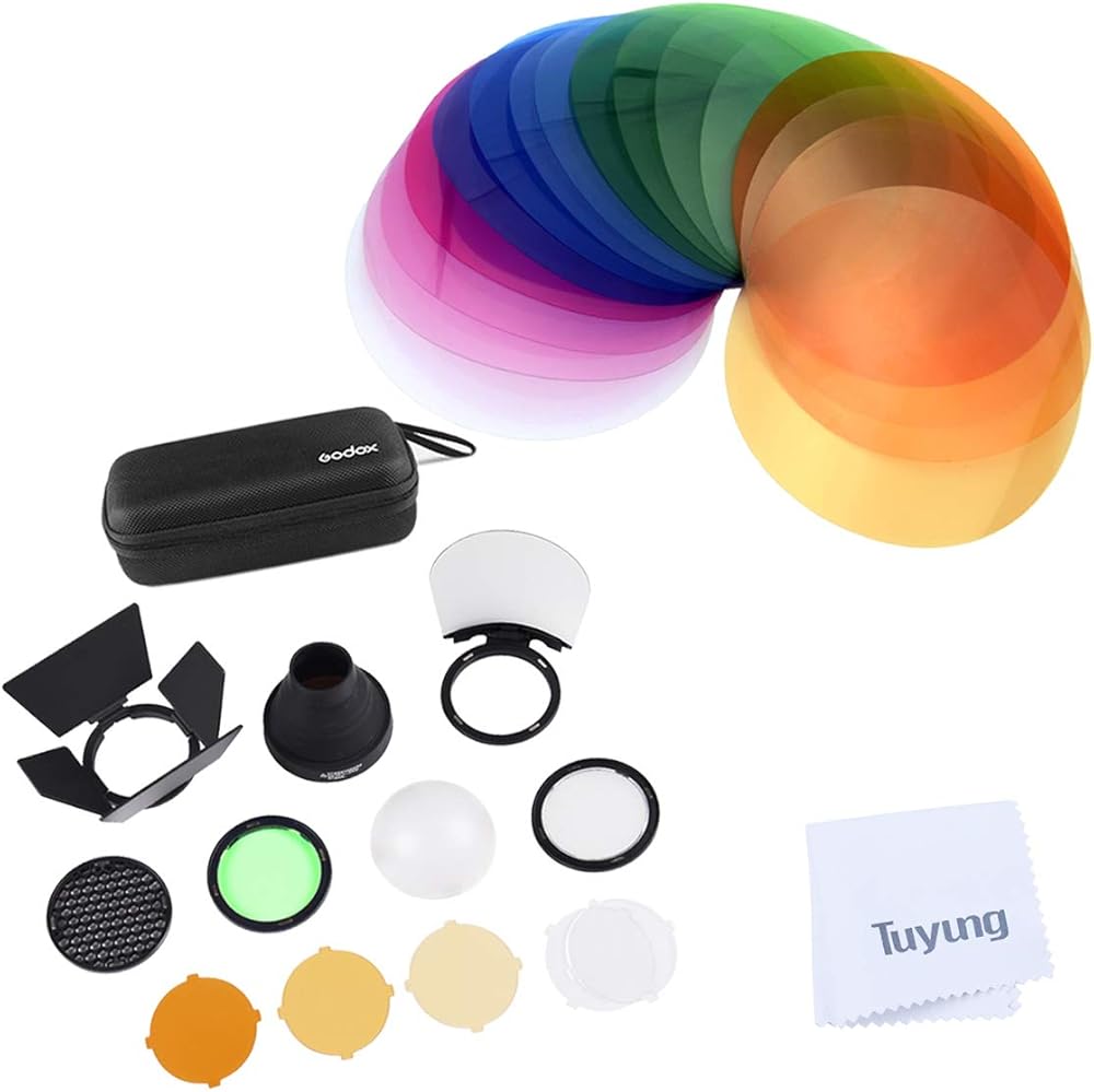 Godox V-11T Color Filters with godox AK-R1 Accessories Kit Set Compatible with Godox V1-C V1-N V1-S V1-O V1-F etc. Round Head Flash, use H200R Compatible with AD200 AD200PRO