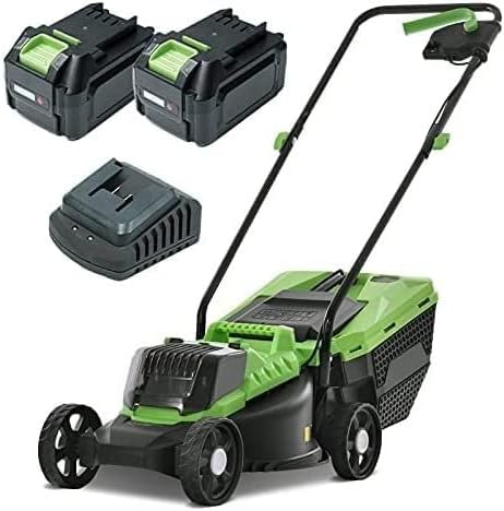 Electric Cordless Lawnmower Push Rotary Lawnmower Lightweight Hover Collect Lawn Mower Cutting Heights 30-70 cm up to 380 m2 Garden with 30L Grass Box
