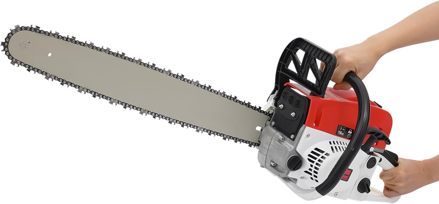 52cc 2-Cycle Gas Chainsaw, 22-Inch 2KW High Power Petrol Chainsaw,Self-reset Pull Start Single Cylinder 2 Stroke Engine Gas Power Chainsaws for Wood Cutting, Tree Felling in Garden