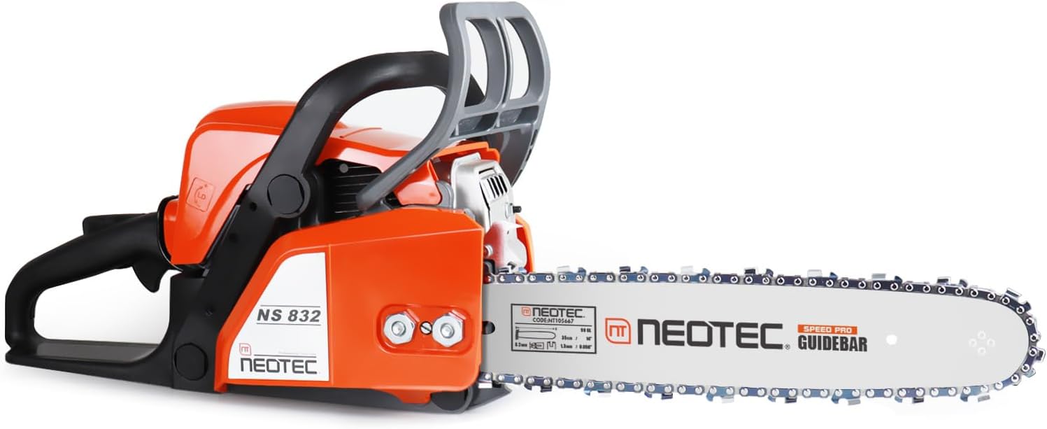 31.8cc 14 Inch Gas Chainsaw, Gasoline Powered Chain Saw 2-Stroke Gas Chainsaws, Portable Chain Saw for Tree Wood Cutting NEOTEC NS832