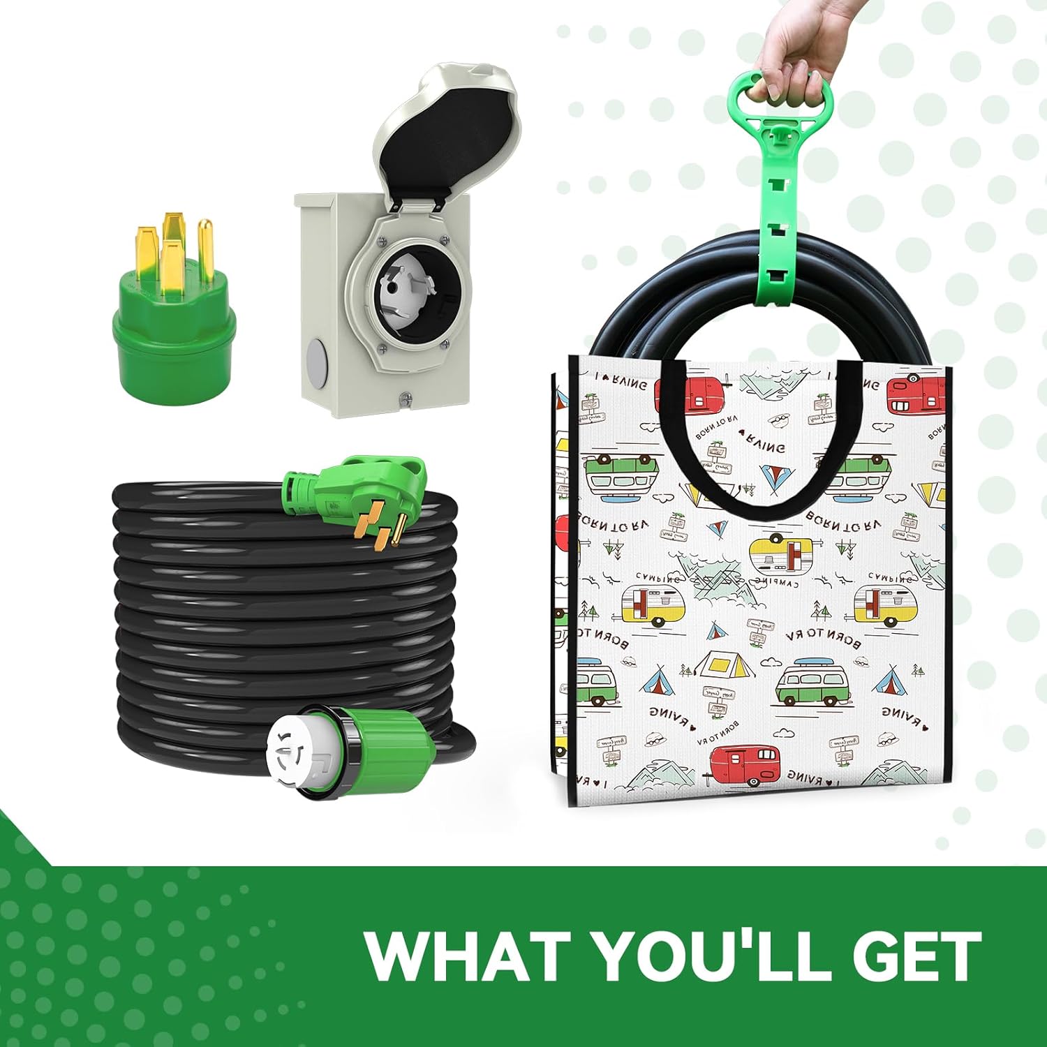 50 Amp Generator Cord 15FT and Power Inlet Box, Pre-Drilled 50 Amp Generator Inlet Box with Cord, NEMA 14-50P to SS2-50R Generator Cord Waterproof Combo Kit, ETL Listed