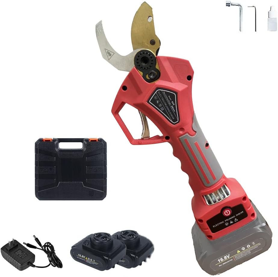Electric Pruning Shears, Professional Cordless Electric Pruner & Automatic Shutdown, Battery Operated Tree Branch Cutterwith 2 Lithium Batteries, 1.1 inch Cutting Diameter 6-8 Working Hours