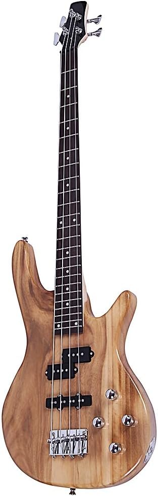 Full-Size Electric Bass Guitar, 24-Fret Rosewood Fretboard, Maple Neck, S-S Pickups, Natural Wood Grain