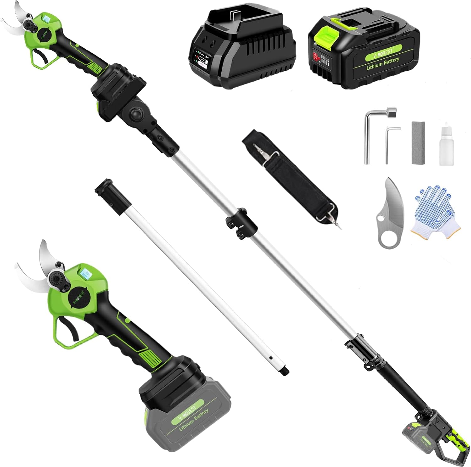 2-IN-1 Electric Pole Pruning Shears Cordless, 1.6