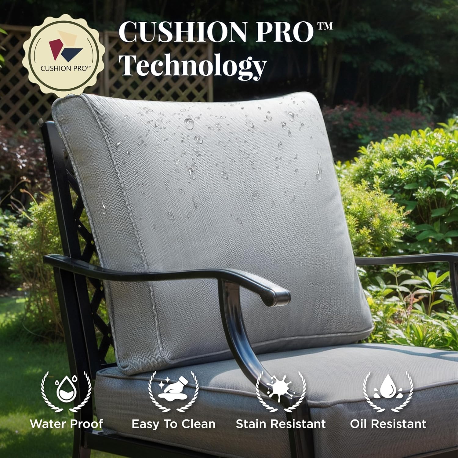 Patio Furniture Set, 6 Pcs Metal Outdoor Conversation Set, 2 Swivel Chairs, 2 Ottomans and 3 Seater Sofa with 5.75