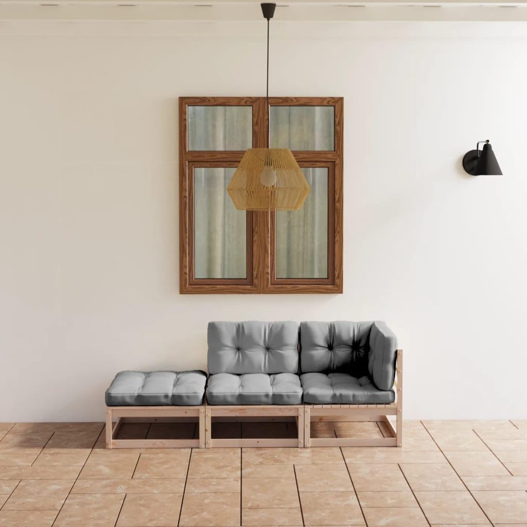 3 Piece Patio Lounge Set with Cushions Solid Wood Pine,Versatile Patio Lounge Set with Solid Pinewood Frame and Comfortable Cushions Patio Furniture Sets, Outdoor Furniture Sets