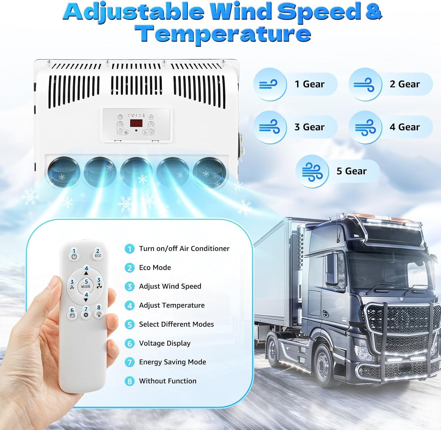 12V RV Air Conditioner kit, Truck Camper Mini Split AC Electric Automotive Universal Van AC Unit for Truck Caravan Bus New Energy Car Cooling (400-600W, BTU:11000/h)
