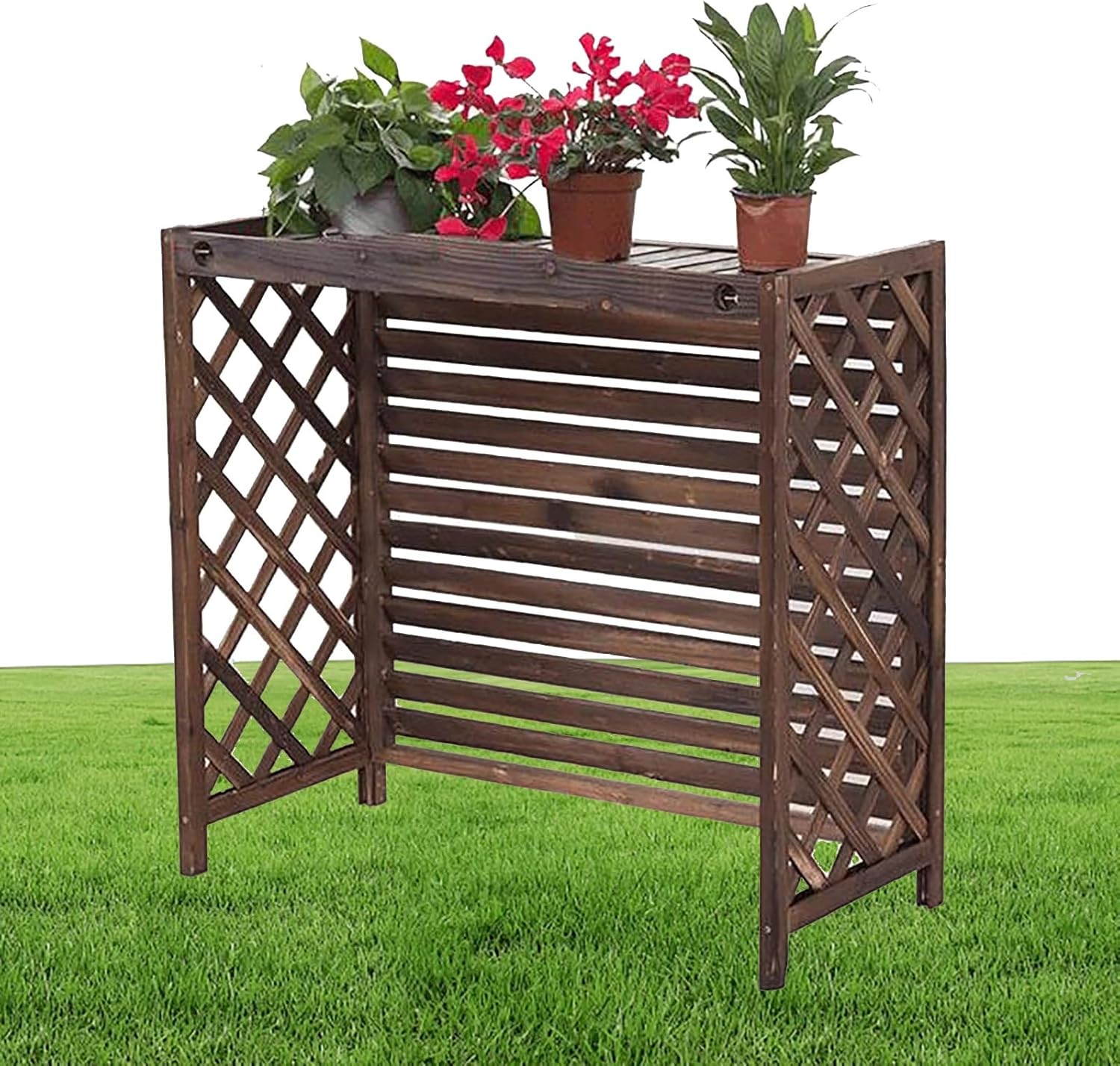 Outdoor Air Conditioner Cover Fence Screen Privacy Screen, Trash Can Enclosure, Decorative Flower Stand Condenser Protective Cover, Ac Fence for Outside Unit (Size : 105x47x80cm 41.3x18.5x31.5in)