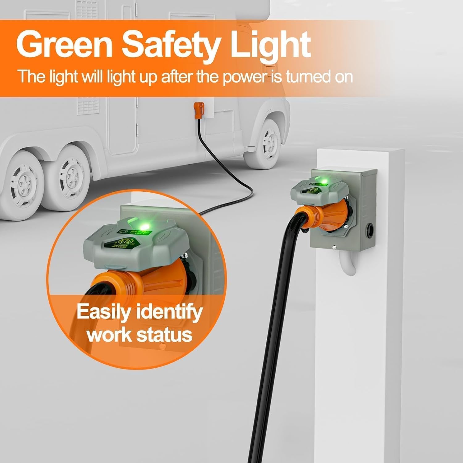 50 Amp Generator Cord and Pre-Drilled Inlet Box Kit, 25ft Generator Cable Extension 50A 4 Prong NEMA 14-50P to SS2-50R with Twist Lock, Heavy Duty STW Wire for RV Camper & House, ETL Listed