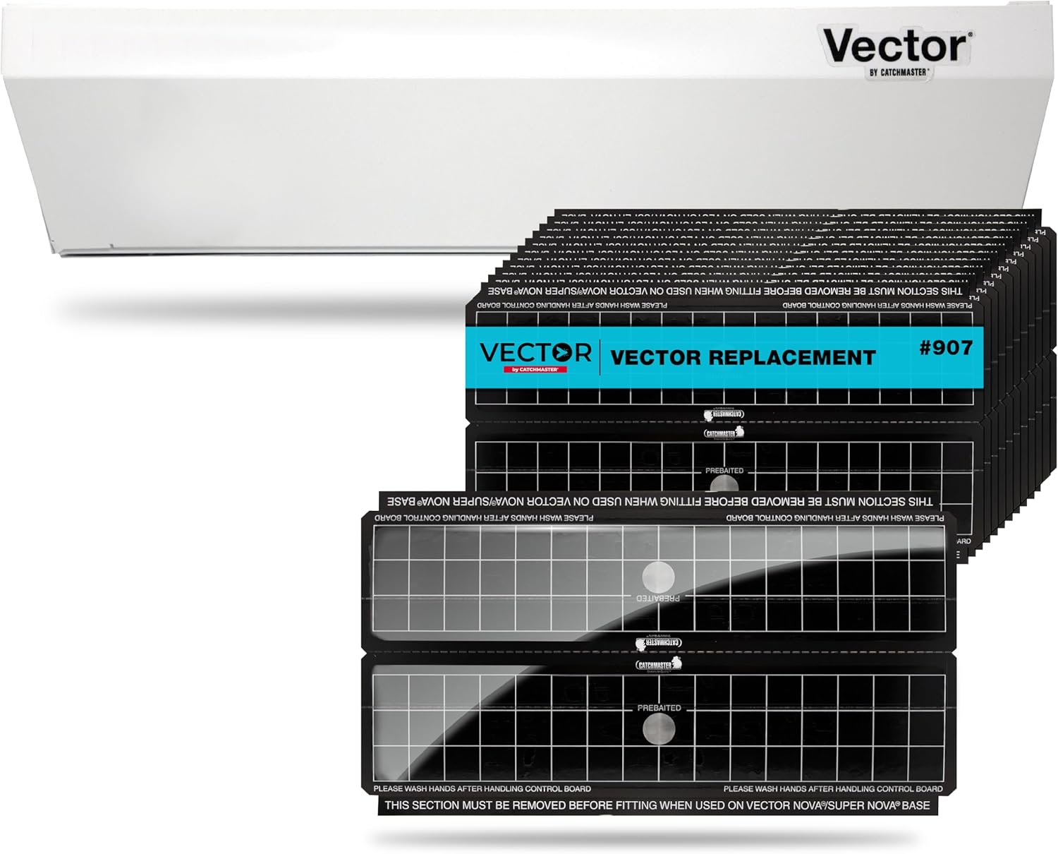Catchmaster Vector Optima UV Light Trap & Replacement Board Set, UV Light Fly Traps for Home, Gnat Traps for House, Bug Catcher for Kitchen, Garage, White, Shatterproof Bulbs, 12-Pk Replacement Board