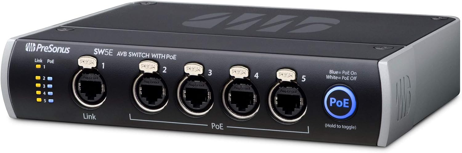 PRESONUS SW5E 5-Port AVB Switch w/PoE, Rack Mountable, Metal Chassis+RockShip