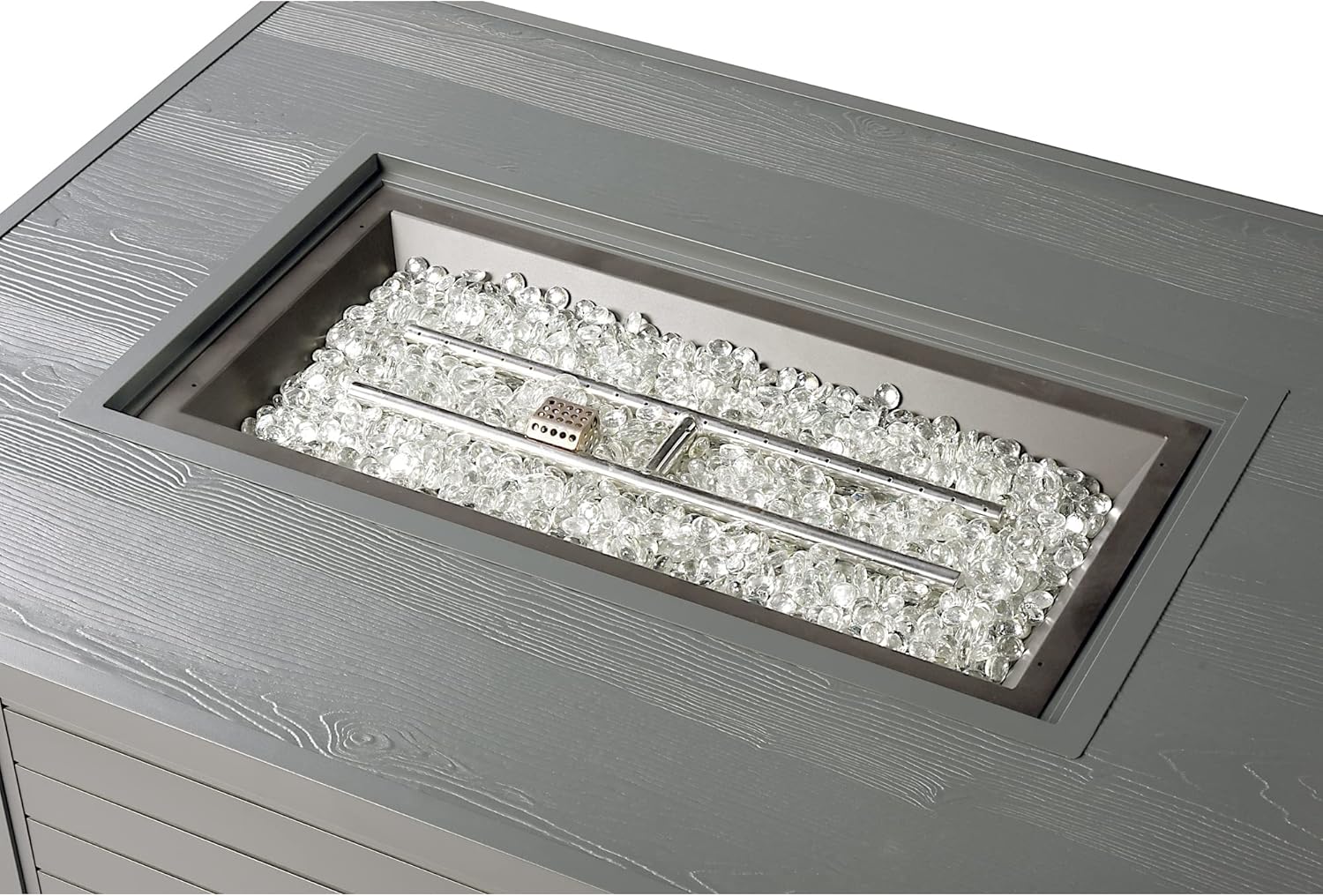 Oakland Living Rectangular 48 in. x 36 in. Aluminum Propane Fire Pit Table, Glass Beads, Two Covers, Lid, 57,000 BTUs in Grey Finish